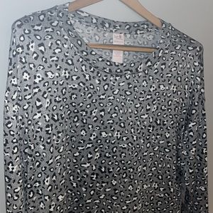 Cheetah Print Secret Treasures Sleep Pajama Top Long Sleeve Shirt